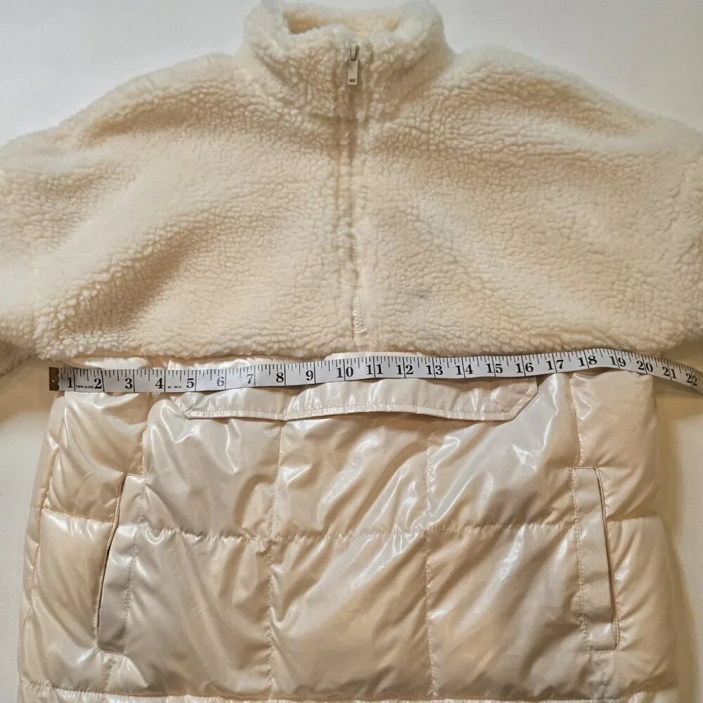 FABLETICS Nelly Mixed Media Half Zip‎ Sherpa Pullover Jacket Ivory Quilted Small - Picture 11 of 11